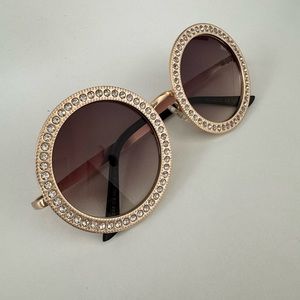 SOJOS Shining Oversized Round Rhinestone Sunglasses